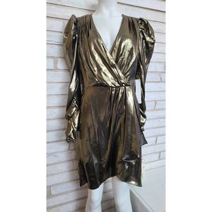 ML Monique Lhuillier Metallic Gold Cocktail Dress